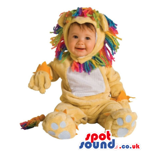 Lion Baby Size Plush Costume With Colorful Hair Ribbons -