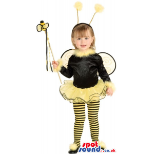 Bee Children Size Costume With Wings And Special Wand - Custom