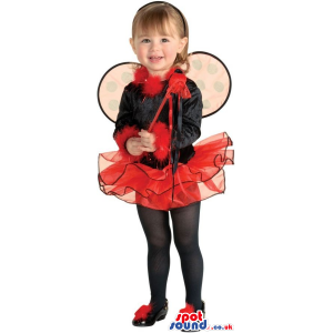 Red Butterfly Children Size Costume With Wings And Special Wand
