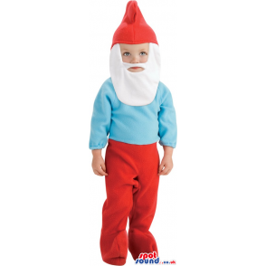 The Smurfs Character Children Size Costume With White Beard -