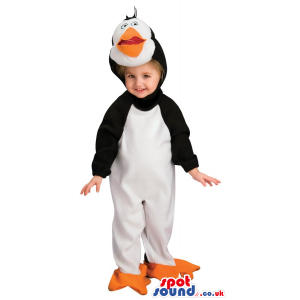 Penguin Animal Children Size Plush Costume With Orange Beak -