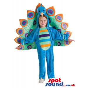 Peacock Children Size Costume With A Colorful Tail - Custom