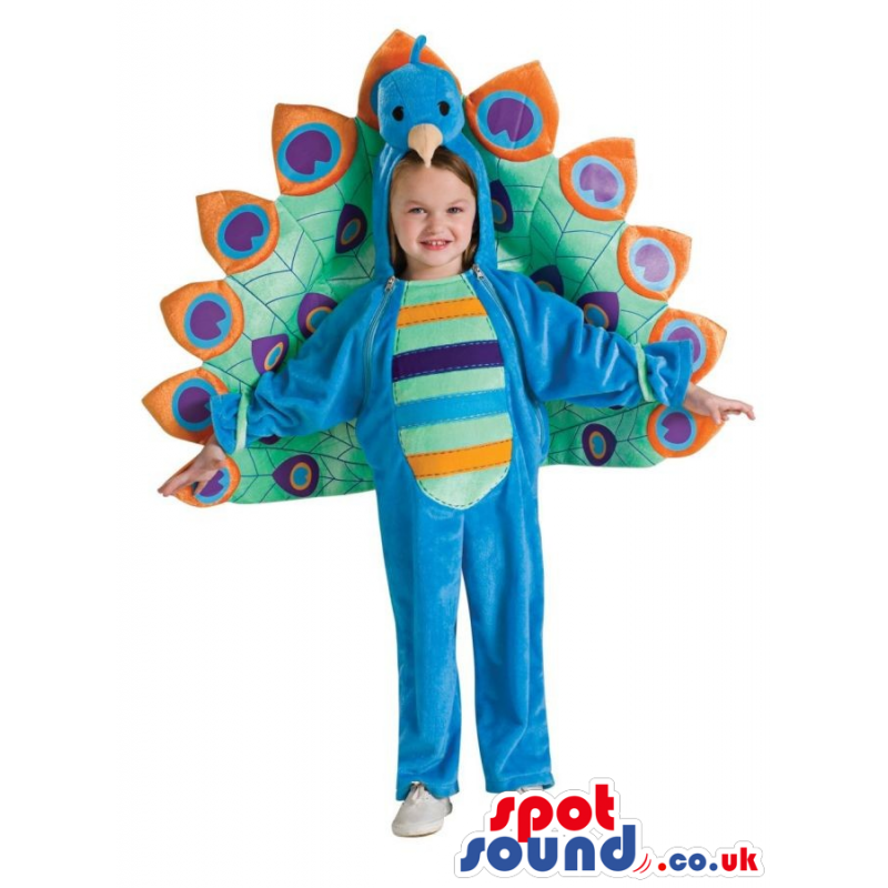 Peacock Children Size Costume With A Colorful Tail - Custom