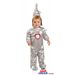 Silver Tin Man Wizard Of Oz Character Children Size Costume -