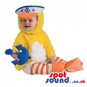 Duck Baby Size Plush Costume With A Sailor Hat And Anchor -