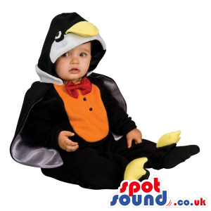 Penguin Baby Size Plush Costume With A Red Bow Tie - Custom