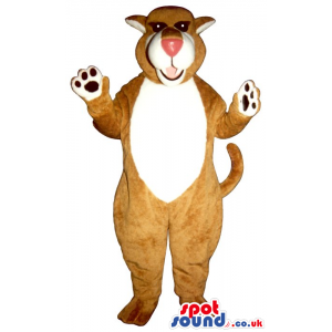 Brown Bear Plush Mascot With A White Belly And Red Nose -