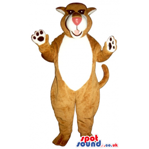 Brown Bear Plush Mascot With A White Belly And Red Nose -