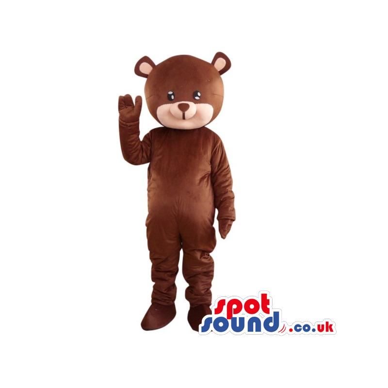 Cute Brown Teddy Bear Plush Mascot With A Beige Cartoon Face -