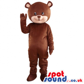 Cute Brown Teddy Bear Plush Mascot With A Beige Cartoon Face -