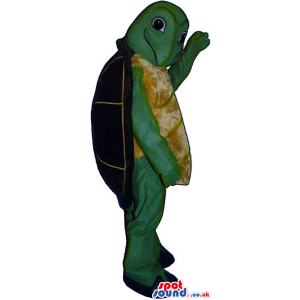 Cute Green And Brown Turtle Plush Mascot With A Back Shell -