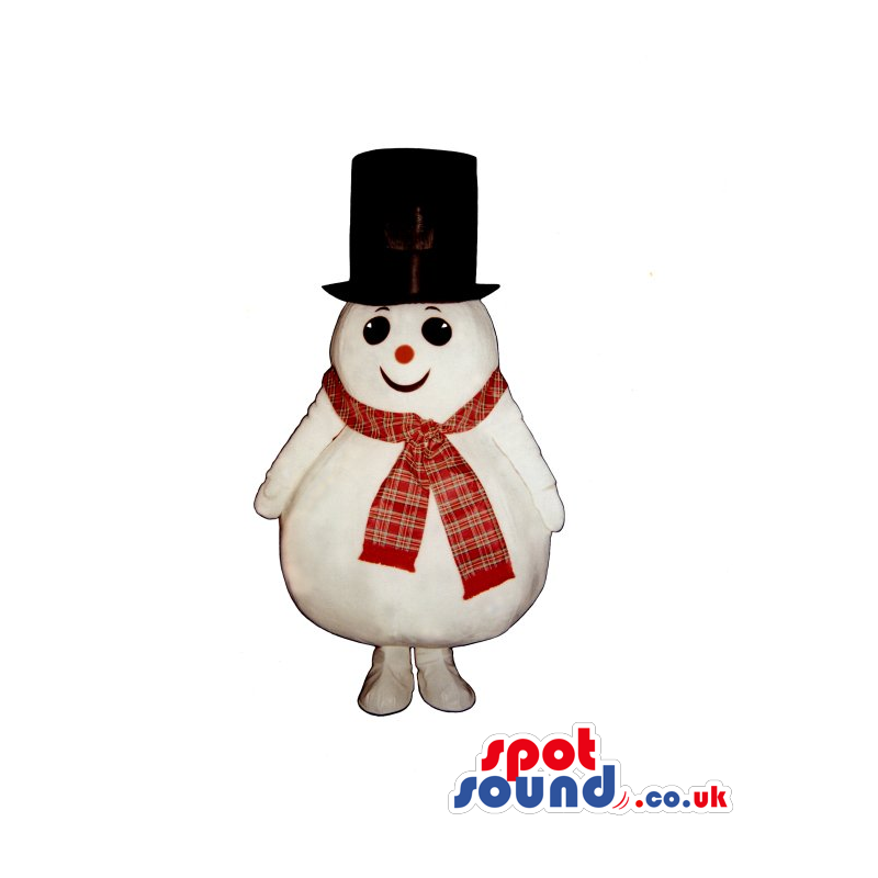 Customizable Snowman Plush Mascot Wearing A Big Top Hat And