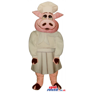 Customizable Pig Plush Mascot Wearing Cook Or Chef Garments -