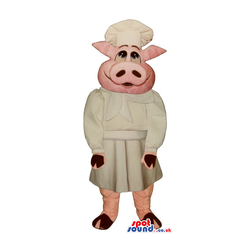 Customizable Pig Plush Mascot Wearing Cook Or Chef Garments -
