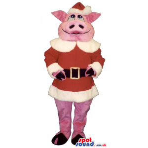 Customizable Pig Plush Mascot Wearing Santa Claus Garments -