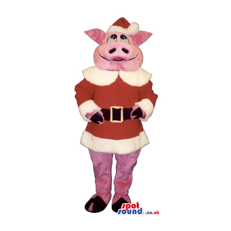 Customizable Pig Plush Mascot Wearing Santa Claus Garments -