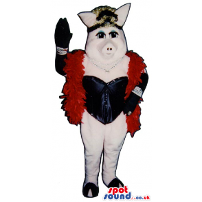 Pig Girl Plush Mascot Wearing Cabaret Dancer Garments - Custom