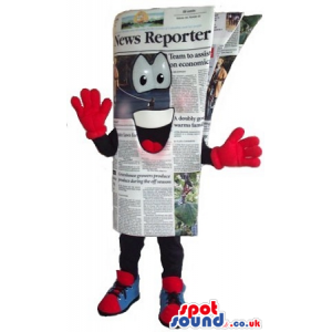 Cute Newspaper Plush Mascot With Red Gloves And Shoes - Custom