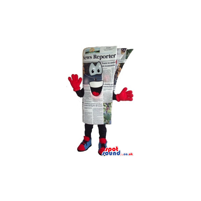 Cute Newspaper Plush Mascot With Red Gloves And Shoes - Custom