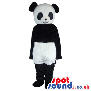 Cute Panda Bear Plush Mascot Wearing White Sports Short -