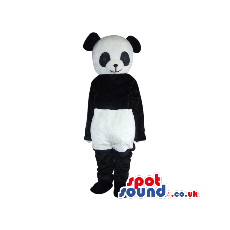 Cute Panda Bear Plush Mascot Wearing White Sports Short -