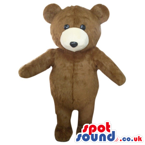 Cute Brown Teddy Bear Toy Plush Mascot With A Beige Face -