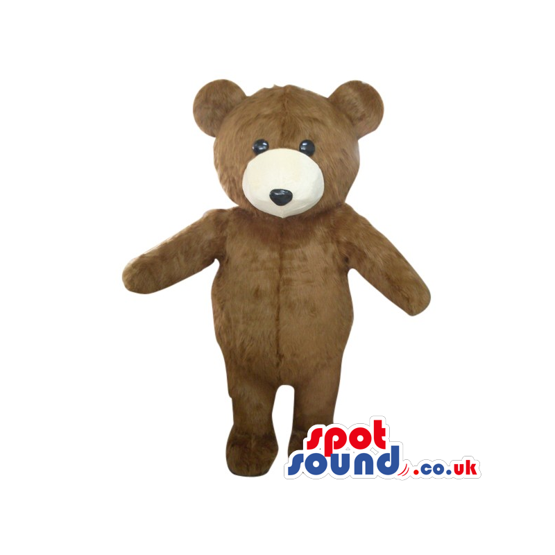 Cute Brown Teddy Bear Toy Plush Mascot With A Beige Face -