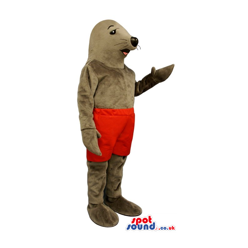 Customizable Seal Animal Plush Mascot Wearing Red Shorts -