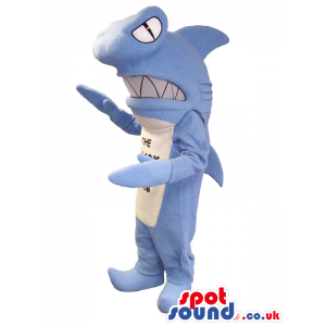 Hammerhead Shark Plush Mascot With Zig-Zag Jaws And Text -