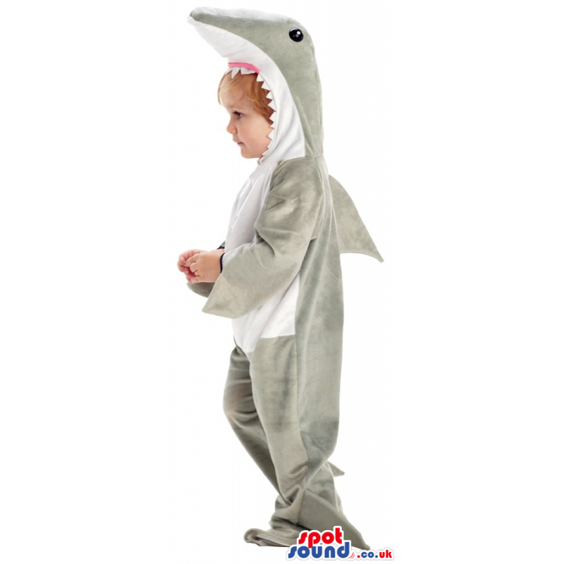 Very Original White And Grey Shark Plush Baby Size Costume -