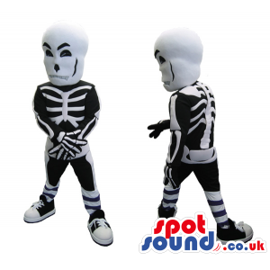 Skeleton Adult Size Costume Or Mascot With A Big White Head -