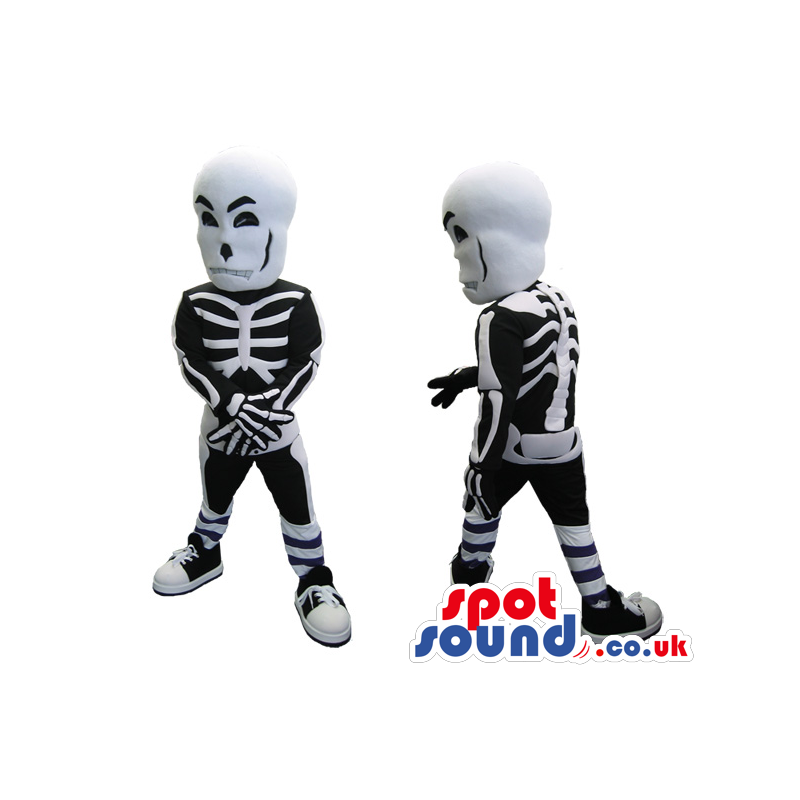 Skeleton Adult Size Costume Or Mascot With A Big White Head -