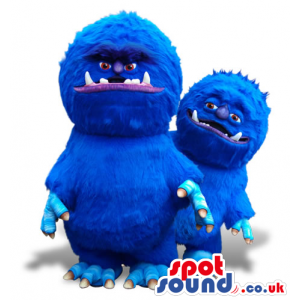 Flashy Blue Monster Plush Mascot Couple In Two Sizes - Custom