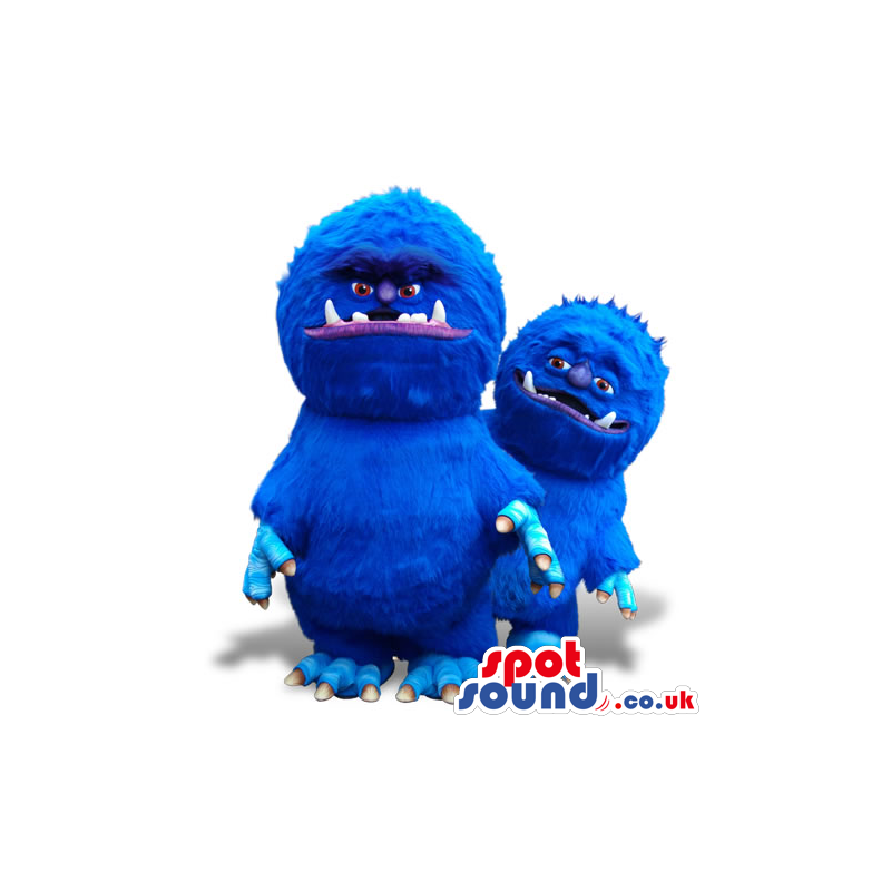 Flashy Blue Monster Plush Mascot Couple In Two Sizes - Custom