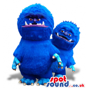 Flashy Blue Monster Plush Mascot Couple In Two Sizes - Custom