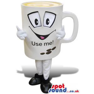 Cute Coffee Or Tea Mug Mascot With A Face And Text - Custom