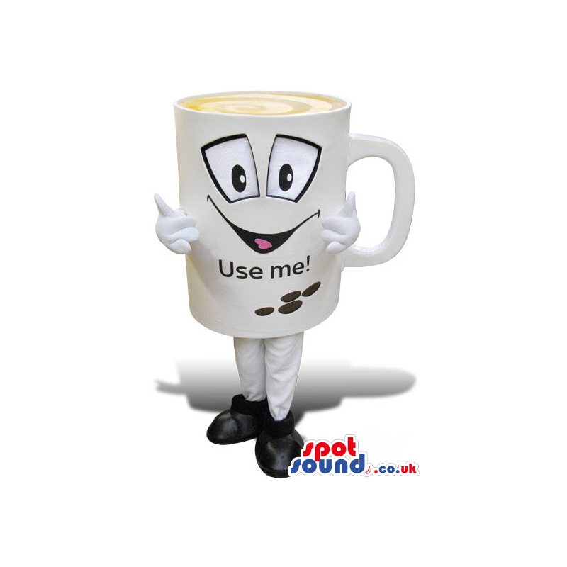 Cute Coffee Or Tea Mug Mascot With A Face And Text - Custom