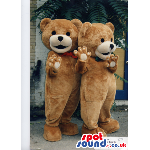 Two Customizable Brown Teddy Bear Toy Plush Mascots - Custom