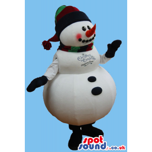 Snowman Plush Mascot With A Big Belly, Wearing A Hat And A