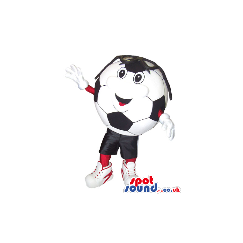 Soccer Ball Plush Mascot With A Funny Face Wearing Sunglasses -