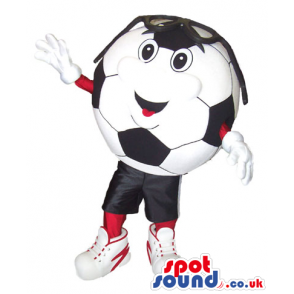 Soccer Ball Plush Mascot With A Funny Face Wearing Sunglasses -