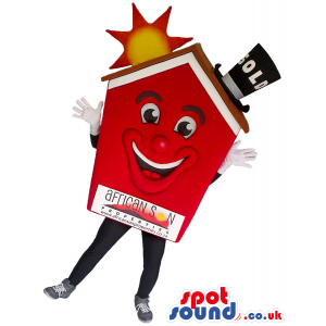 Customizable Red Big House Mascot With A Face And Logo - Custom