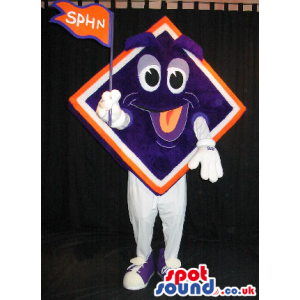 Customizable Sign Mascot With A Cartoon Face And A Flag With