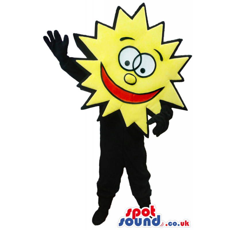 Customizable Yellow Mascot With A Promotional Star Funny Face -