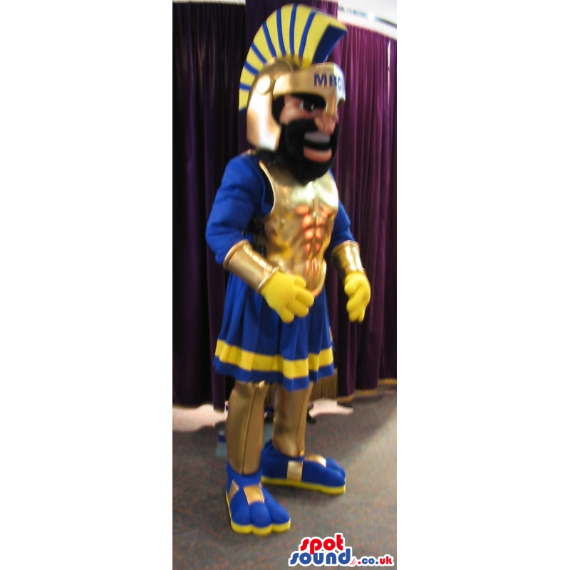 Character Mascot Wearing Ancient Roman Soldier Armor And A