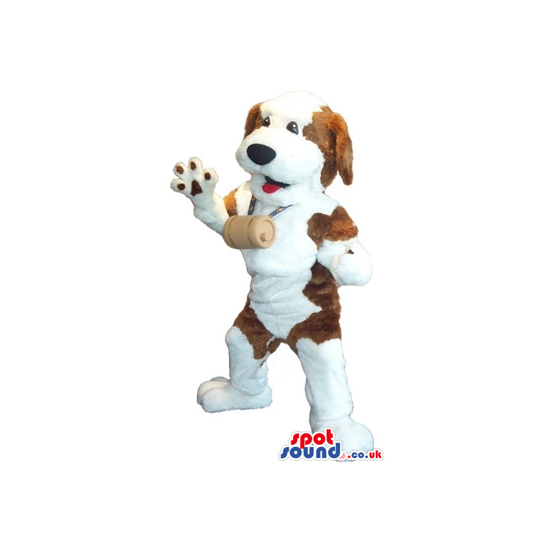 Customizable Saint Bernard Dog Plush Mascot With A Barrel -