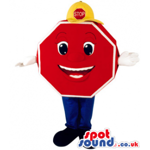 Original Stop Traffic Sign Plush Mascot With A Face - Custom