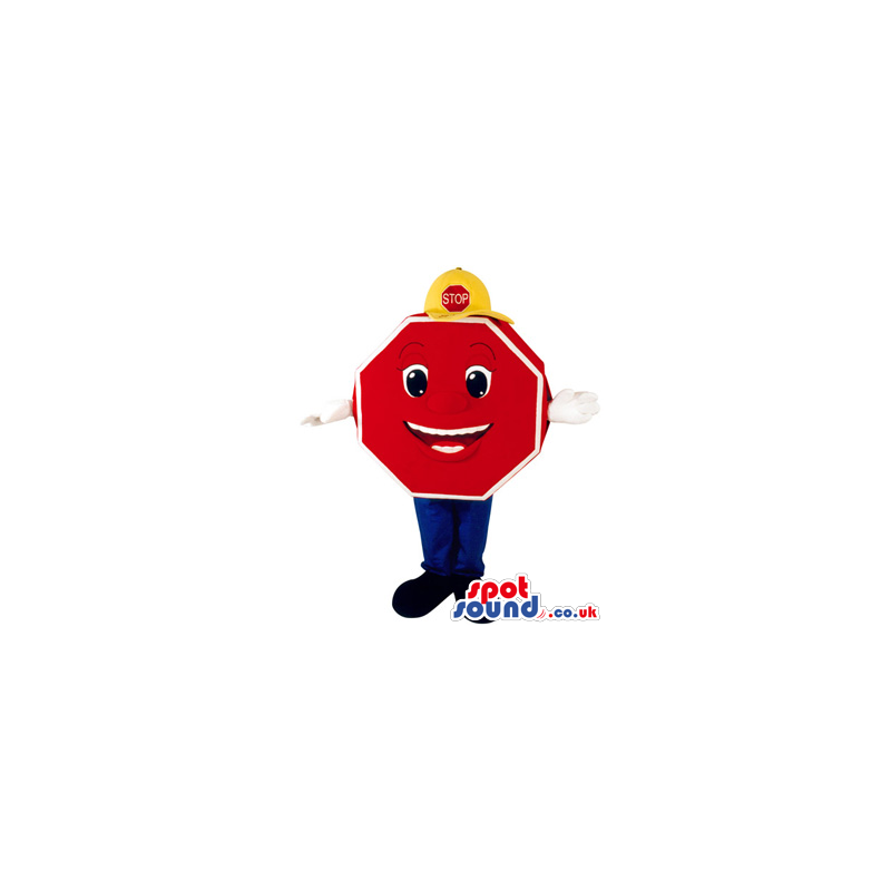 Original Stop Traffic Sign Plush Mascot With A Face - Custom