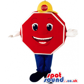 Original Stop Traffic Sign Plush Mascot With A Face - Custom