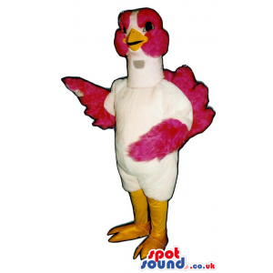 White Bird Plush Mascot With A Flashy Pink Face And Wings -